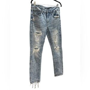 American Eagle Jeans Mens 34x32 Blue Denim Slim Distress Next Level Airflex